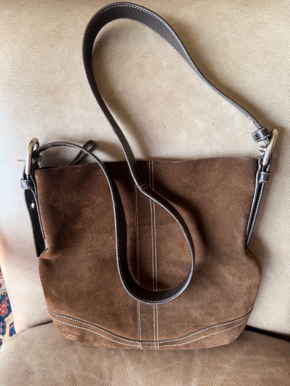 Coach Y2K Brown Suede Leather Shoulder Crossbody Bag - Gem